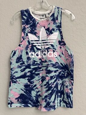 Adidas Originals Tie-Dye Muscle Tank Top w/ Lg  Trefoil Logo Womens Size Small